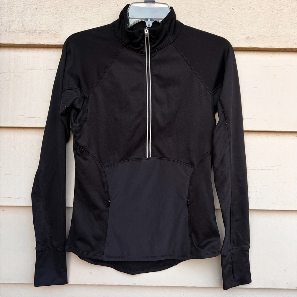 Athleta black 1/4 zip pockets athletic pullover sweatshirt